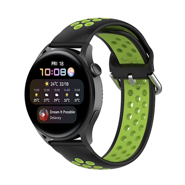 Sort Limegrøn Sort Limegrøn kompatibel med Huawei Watch 3 / 3 Pro silikone urrem