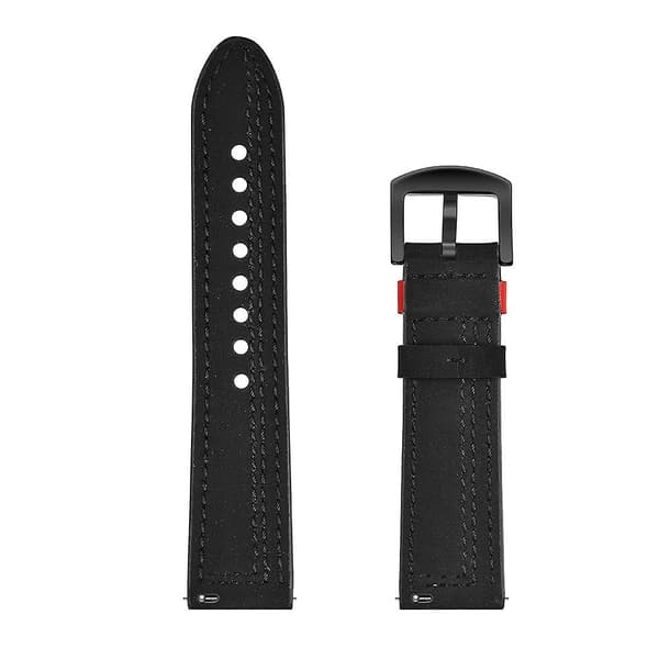 Sort Sort 22mm kompatibel med Huawei Watch Gt2e / Gt2 46mm Zigzag læder urrem (sort)