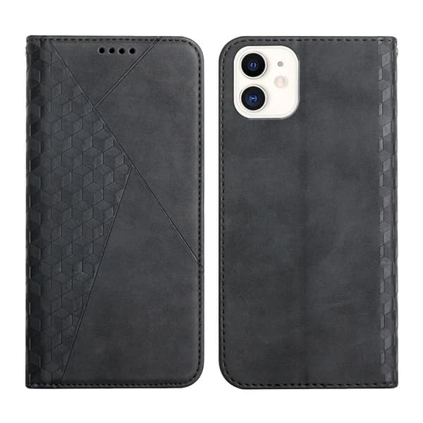 Fodral för iPhone 13pro 6.1 svart Diamantformad Soft-Touch Känsla av Adsorption Rombformad Adsorptionsplånbok med Korthållare Flip