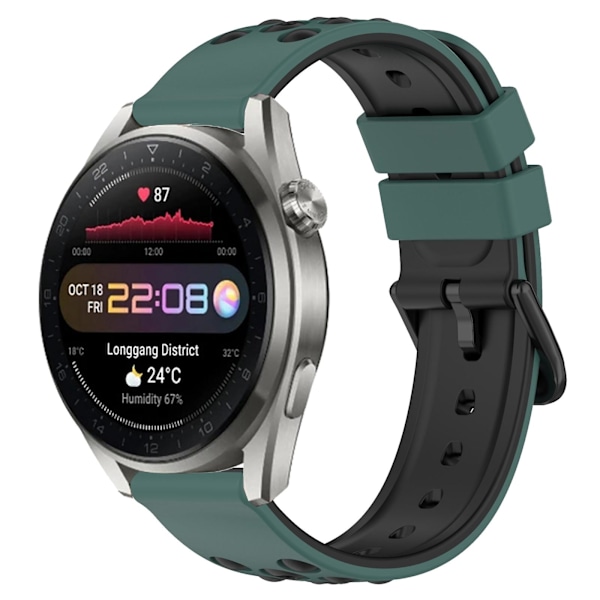 Olivgrön Svart Olivgrön Svart Silikonarmband kompatibelt med Huawei Watch 3 Pro New