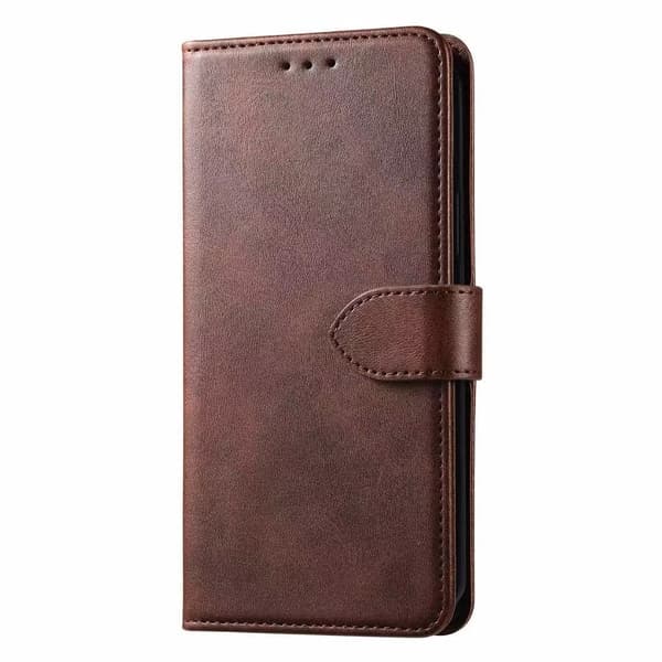 Etui til iPhone 13 Pro Max Brun Kalveskinds Flip Wallet med Kortholder simuleret læder