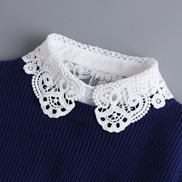 Naisten tekoviulus irrotettava puolipusero koriste talvi Bow collar [white]]