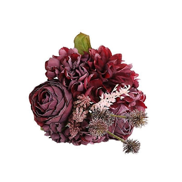 Lysfarget Kunstig Blomst Utsøkt Ingen Visning Falsk Silkeblomst Simuleringsrose for Hjemmet Red