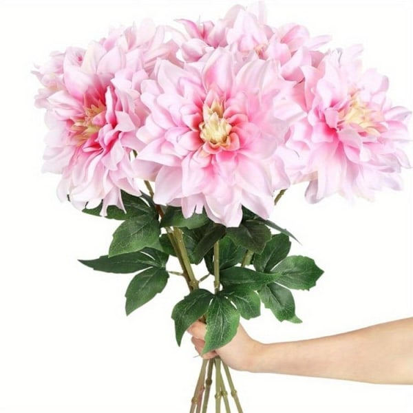 6 stk. Dahlia Kunstige Blomster 60 cm Falske Blomster Silke Dahlia Blomster Fake Blomster til Bryllupsfest Red 6 Pcs