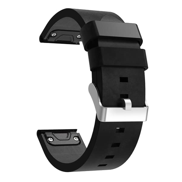 Sort Sort Læder Urrem kompatibel med Garmin Fenix 5x Sapphire