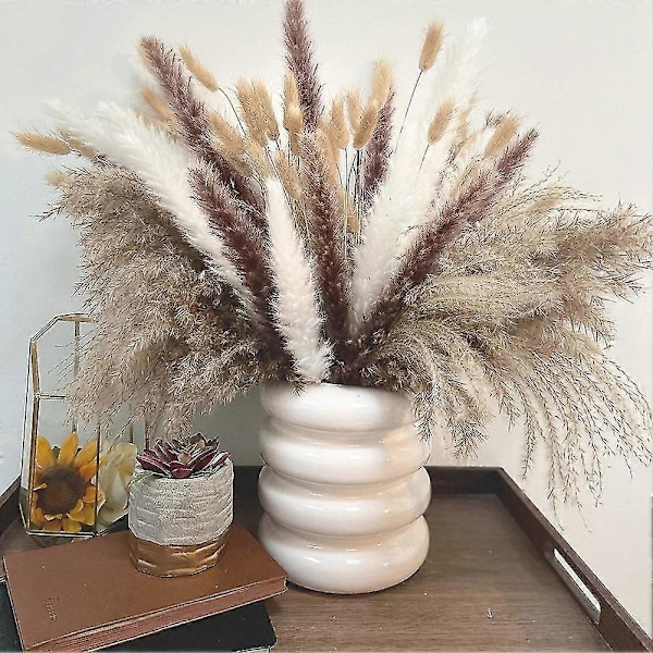 110 stk. Pampasgress Boho Dekor Tørket Gress Bukett Harehaler Tørkede Blomster Bukett Bryllupsdekor