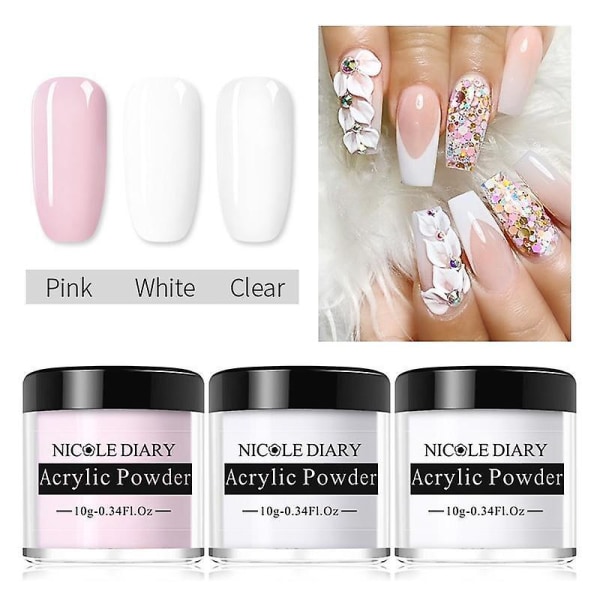 Akrylpulver för nagelförlängning 3d nageltips Nail Glitter Builder Crystal 2sides nail file