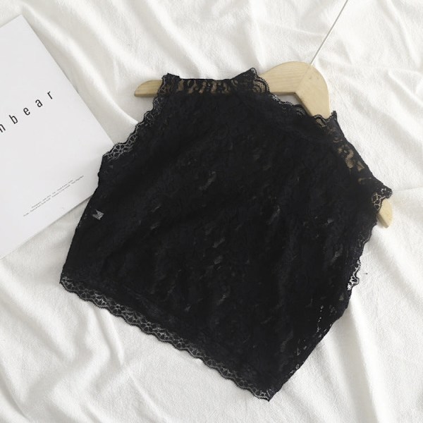 Lös krage för kvinnor Avtagbar halvskjorta Dekorativ spets W Black (M size) thin (elastic collar)