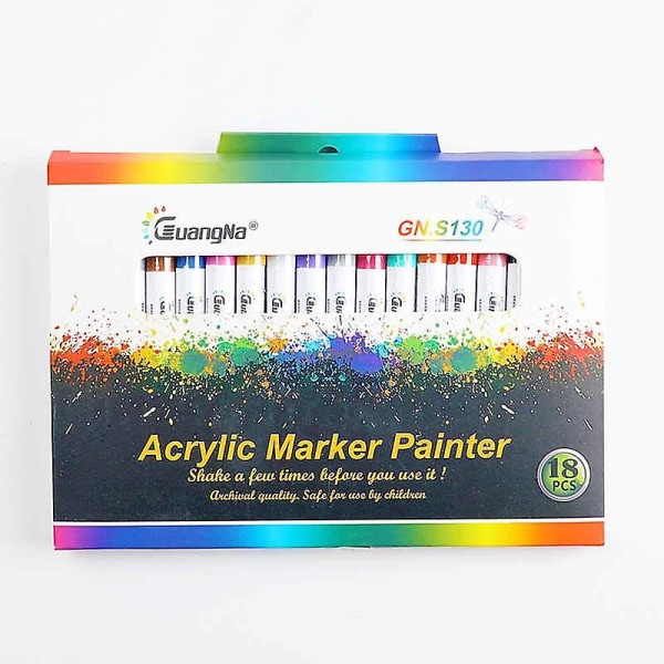 Akrylfärgsmarkör -penna för keramisk stenglasporslinsmugg 18 color set