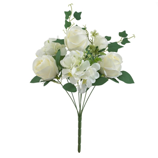 1 Bukett Vacker Konstgjord Blomma Utsökt Faux Sidenblomma Realistisk Dekorativ Simuleringsros