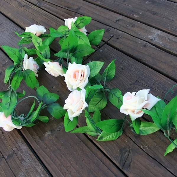 2,4 m Kunstig Blomstrende Silke Rose Blomster Ranke Efeu Hjem Bryllupsdekoration Purple