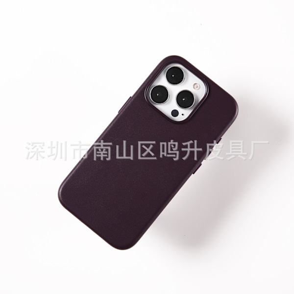 Fodral för Fro iPhone 15pro läder magnetisk + animation Mörklila läder Magnetisk animerad popup officiell