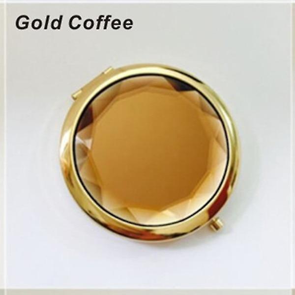 1st Lyxig Crystal bärbar .round vikt sminkspegel - Kompakt spegel Gold Coffee