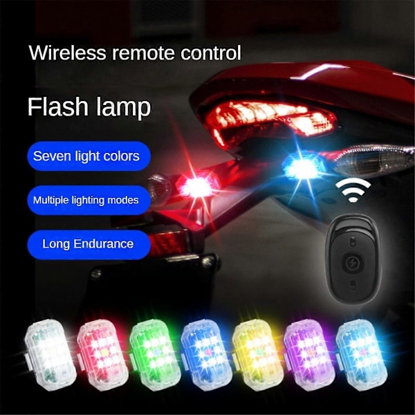 Strobe-valo Moottoripyörän LED-salama Törmäyksenestovaroitusvalo Auto Polkupyörä Vedenpitävä Langaton Kaukosäädin