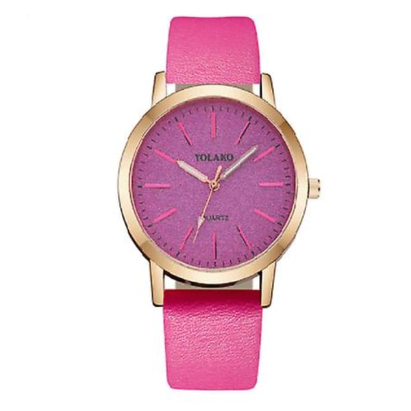 Lyxig Br Läder Quartz Dammode Armbandsur Klocka Purple