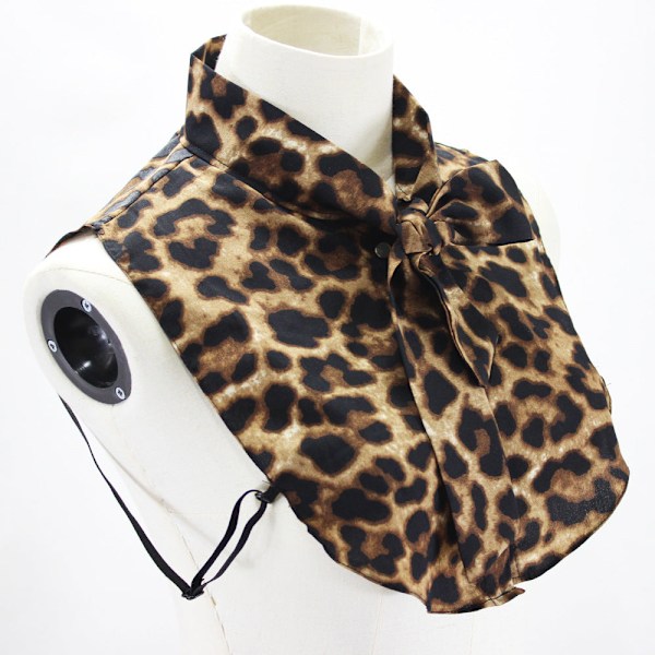 Dame falsk krage Avtakbar halv Leopard Print Knutet Skjorte Picture color