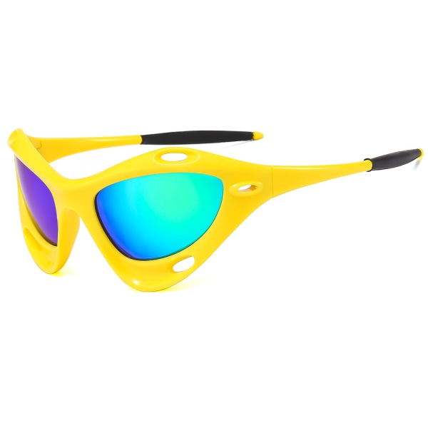 Färgglada Cykelsportsolglasögon Hot Girl Technology Sense Outdoor Solglasögon Glasögon Yellow Frame green Mercury