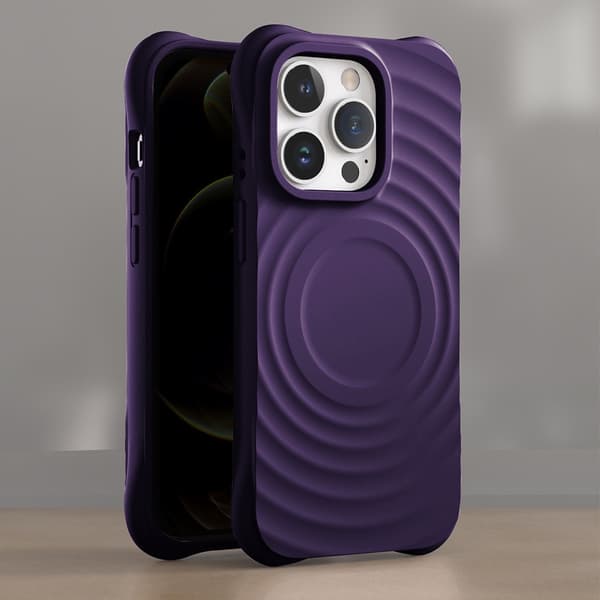 Etui til iPhone 16 Flytende Silikon Bølge Tekstur Silikon Mørk Lilla