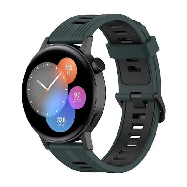 Olivengrøn Sort Olivengrøn Sort Silikone Urrem kompatibel med Huawei Watch Gt 3 46mm kompatibel med Huawei Watch Gt 3 46mm