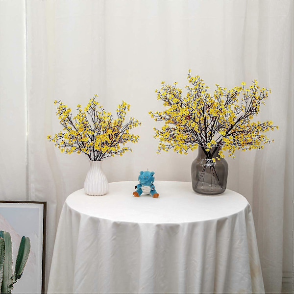 6 stk. Kunstige Blomster Falske Gypsophila Blomster til Hjemmekontor Bryllup Julefrokost Dekoration (Gul)