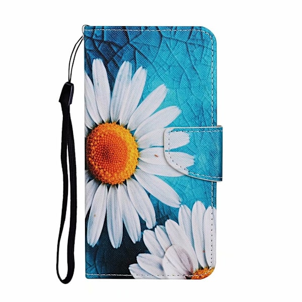 Etui til iPhone 16 Plus Stor Chrysanthemum Malet 3D Præget Tegnebog med Kortholder Flip Tegnebog med Kortholder