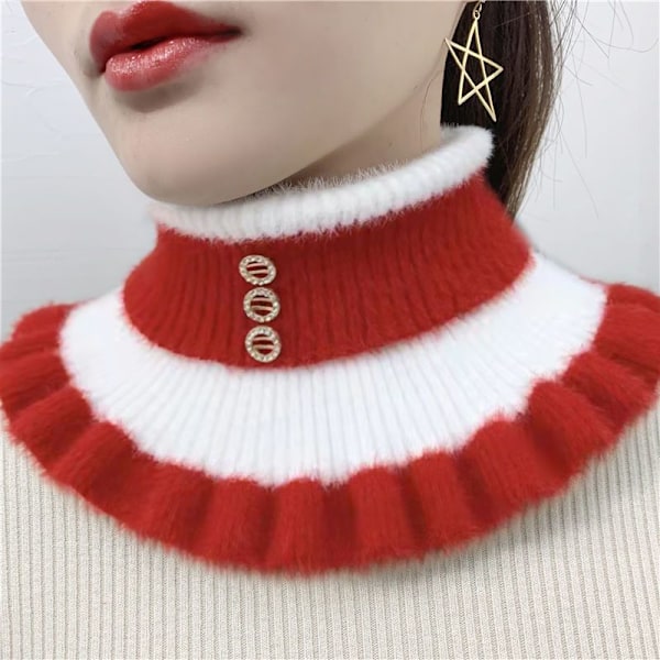 Dame falsk krage Avtakbar halv Pullover Vinter Tykk Varm White