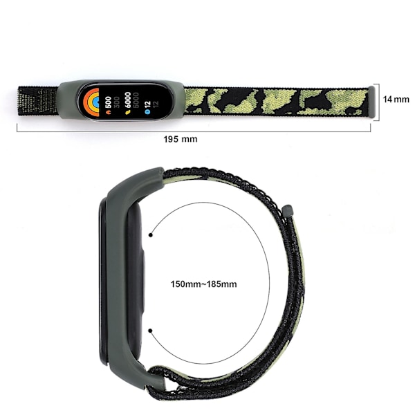 Sort Camouflage Sort Camouflage Camouflage Vævet Rem kompatibel med Xiaomi Mi Band 5/6/7 kompatibel med Xiaomi Mi Band 5/6/7