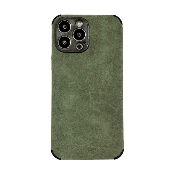 Fodral för iPhone 14plus [Grön] Mockaläderhörn för att förhindra fall, lädertextur, dammtätt, matt helkroppsskydd