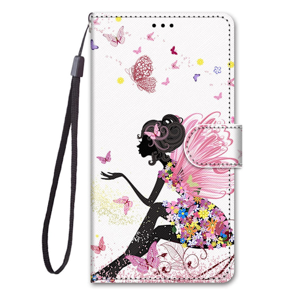 Fodral för iPhone 13 Pro Fjäril Blomma Flicka Målad Korsplånbok med Korthållare Flip Plånbok med Korthållare