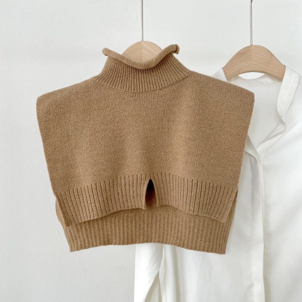Dame falsk krage Avtakbar halv sjal Allsidig ensfarget Coffee color