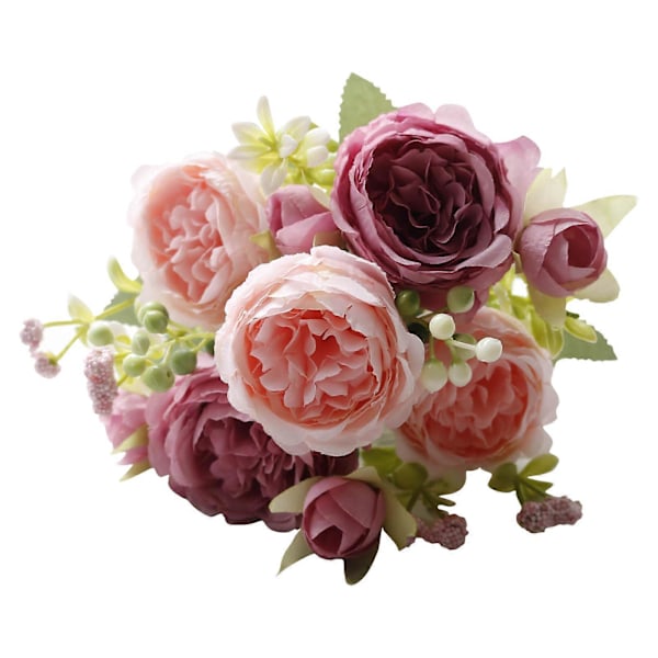 Hjemmedekorasjon Simulasjon Falsk Blomsterbukett med Roser Pink