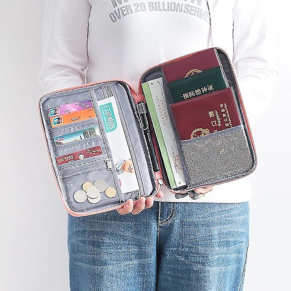 Taske til Dokumenter Kort | ID Dokument Holder | Pas ID Etui - Smart Rejse Pung Pas Pink L Card Pack