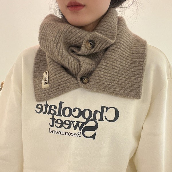 Dame falsk krage Avtakbar halvstrikket ullknappskjerf Apricot 26cm