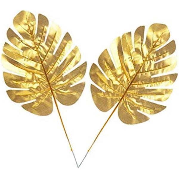 12 st Konstgjorda Palmblad Hem Kök Festdekorationer Tropiska Blad Stjälkar Guld Bröllopsfest Blad