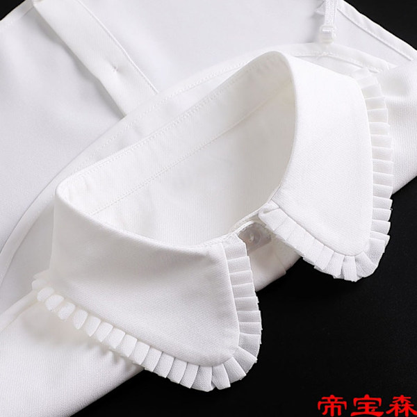 Dame falsk krage Avtakbar krage Plissert Treøre Hvit White hollow-out collar