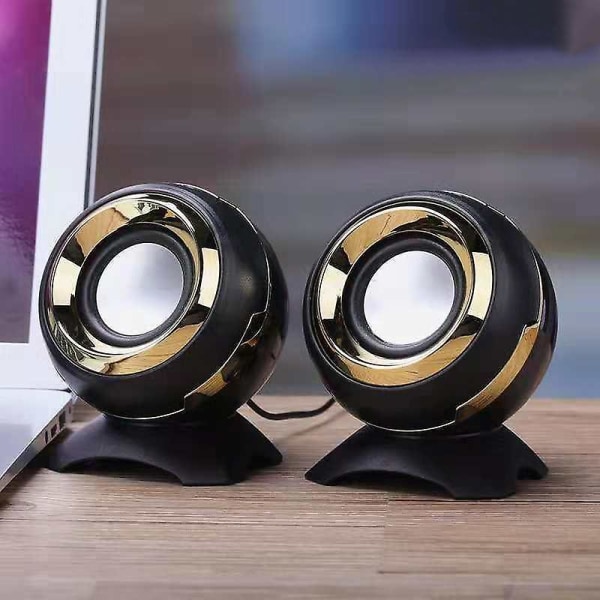 Mini datorhögtalare bas stereohögtalare för bärbar dator stationär telefon Black-gold