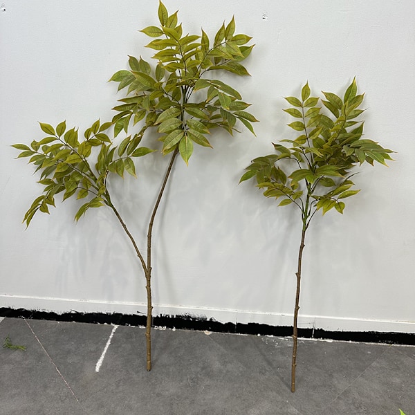 Kunstig Nandina Boligindretning Blomsterdisplay Kunstigt Grønt Malet Træblade Lacquered wood two forks autumn red