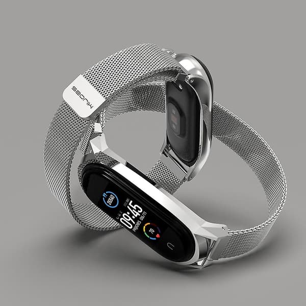 Sort Sort kompatibel med Xiaomi Mi Band 6 / 5 / 4 / 3 Urrem i rustfrit stål