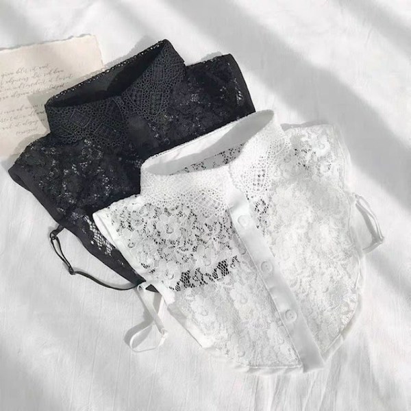 Dame falsk krage Avtakbar halv Chiffon Matchende Skjorte Fas white