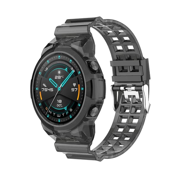 Sort Sort kompatibel med Huawei Watch Gt 2 46mm Silikon Integrert Klokkereim