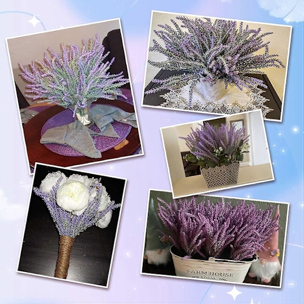 10 Bundter Kunstige Lavendelblomster Kunstige Blomster og Planter UV-bestandig Plastik Lilla Falsk til Boligindretning Forårshave Gård Classic Purple 8 Pcs
