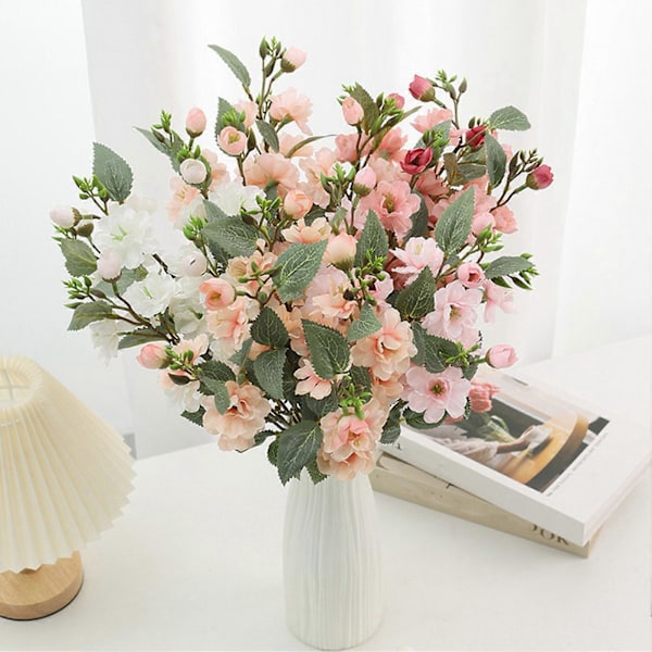 Konstgjorda Blommor Simulation 5 Rosor med Huvud Långvariga Naturligt Utseende Realistiska Livfulla Färgade Blommor Hot Pink