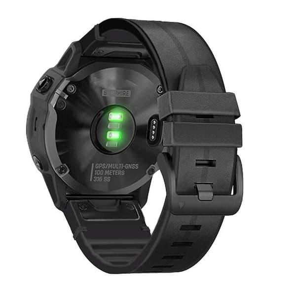 Sort Sort Silikone + Læder Urrem kompatibel med Garmin Fenix 7