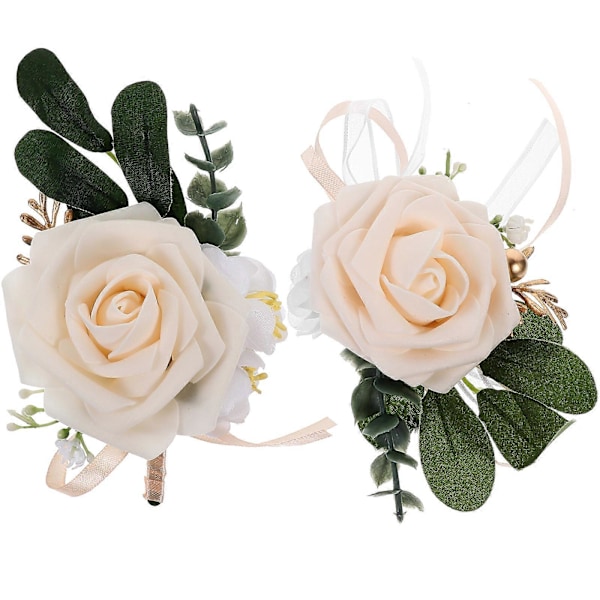 1 Sæt Corsage og Boutonniere Sæt Kunstig Blomst Håndleds Corsage Armbånd Brudgom Fake Blomst Boutonniere