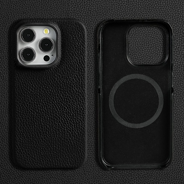 Etui til iPhone 16pro svart magnetisk lær