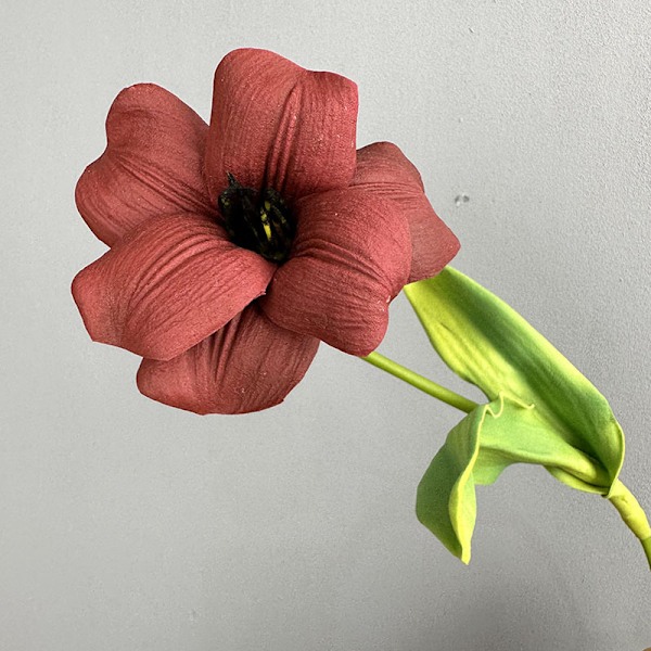 Højkvalitets PU Brun Tulipan Flap Blomst til Bryllupsdekoration i Hjemmet PU open tulip wine red