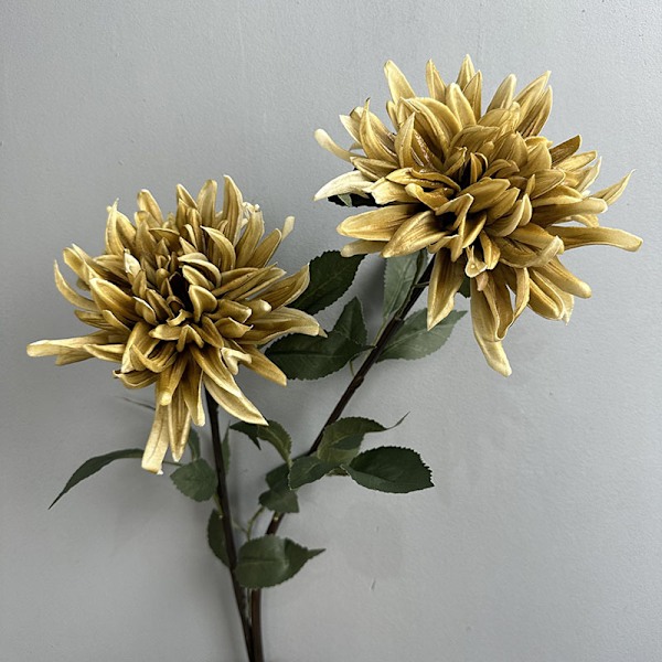Högkvalitativ PU Dahlia Simulation, Höst Retro Floral Rekvisita, Fyllig Chrysanthemum PU Touch Blomma PU Dahlia Autumn Coffee
