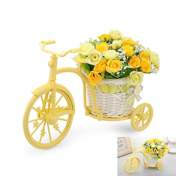 Nostalgisk cykel konstgjord blomma dekoration växtställ (gul)