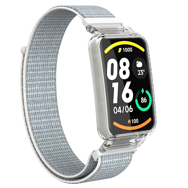Hvit PC-deksel + Nylonløkkestropp kompatibel med Xiaomi Mi Band 7 Pro