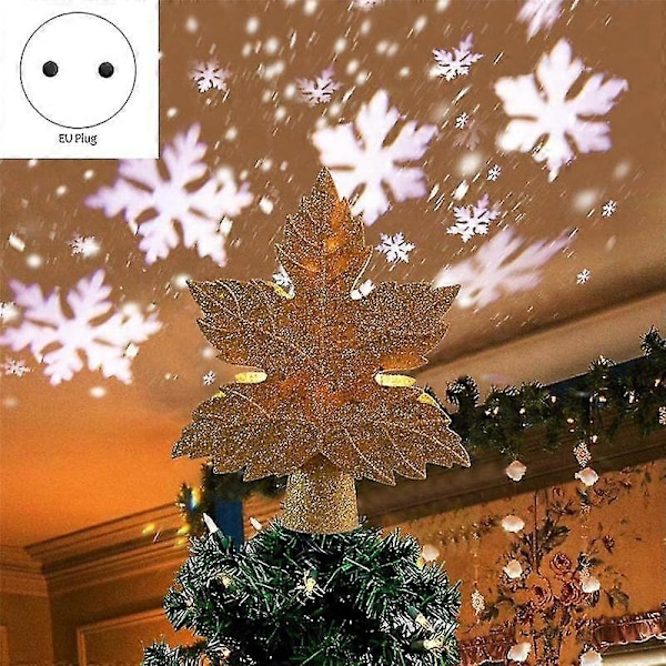 Bevegelige Blader Lys Led Tretoppstjerne Projeksjonslampe Bladtype Snøstorm Juletre Topplampe
